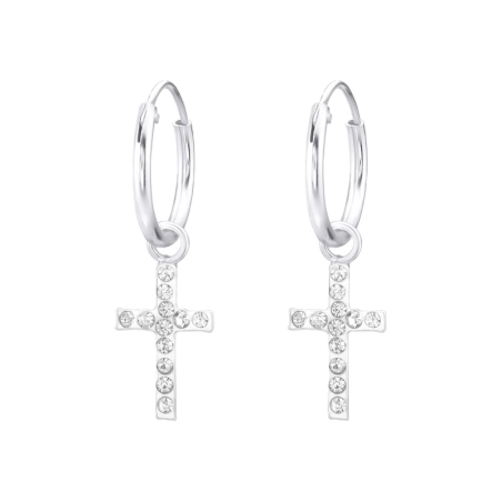 Kreuzen Creolen Ohrringe Schmuck | All4silver