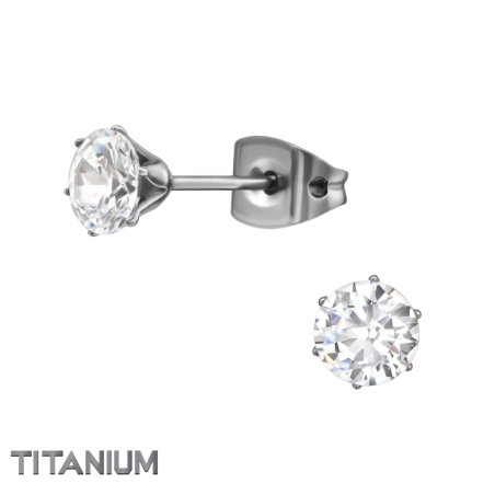 5 mm Rund - Titan + Zirkonia Titanohrringe