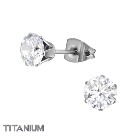 6 mm rund Titan-Ohrstecker Schmuck | All4silver