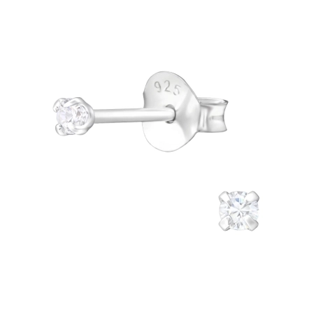 2 mm rund - Basis-Ohrringe aus Sterlingsilber 925