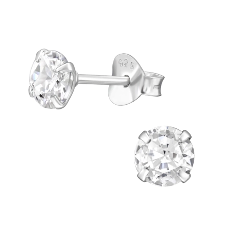 5 mm rund - 925 Sterling Silber Basic Ohrringe
