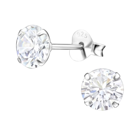 6 mm rund – einfache Ohrringe aus 925er Sterlingsilber