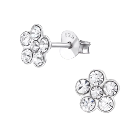 Eine Blume Ohrstecker mit Steinen Schmuck | All4silver