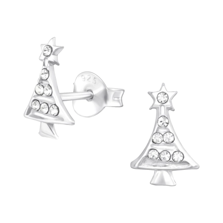 Weihnachtsbaum - Puzet-Ohrringe aus Silber 925 mit Kristall