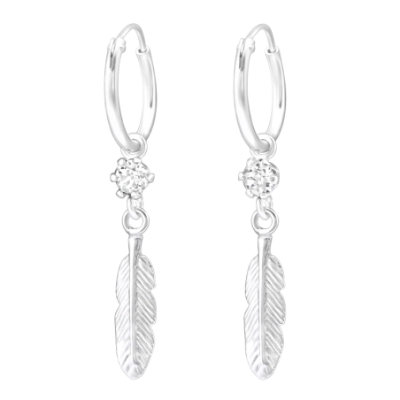 Gefieder Creolen Ohrringe Schmuck | All4silver