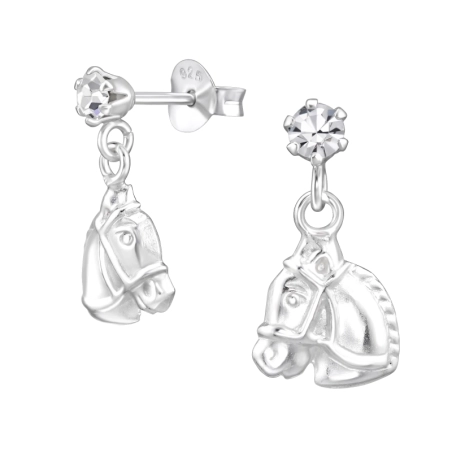 Ein Pferd Ohrstecker mit Steinen Schmuck | All4silver
