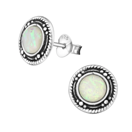 Rund - Schmuck Ohrstecker aus Silber 925 mit Halbedelstein