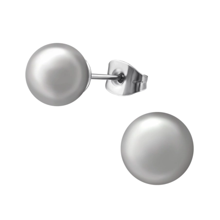 Synthetische Perle 8mm Stahl-Ohrstecker Schmuck | All4silver