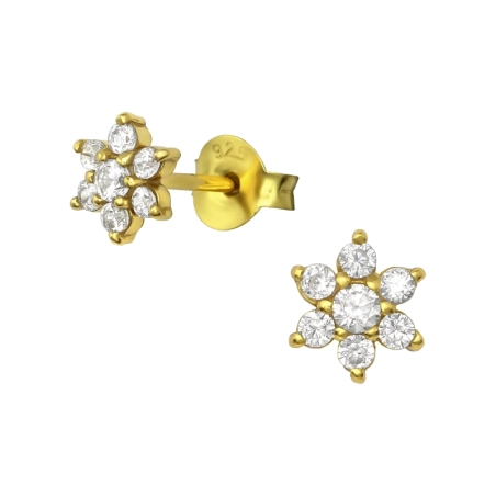 Eine Blume Ohrstecker mit Zirkonia Steinen Schmuck | All4silver
