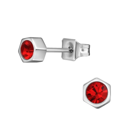Sechseckig Stahl-Ohrstecker Schmuck | All4silver