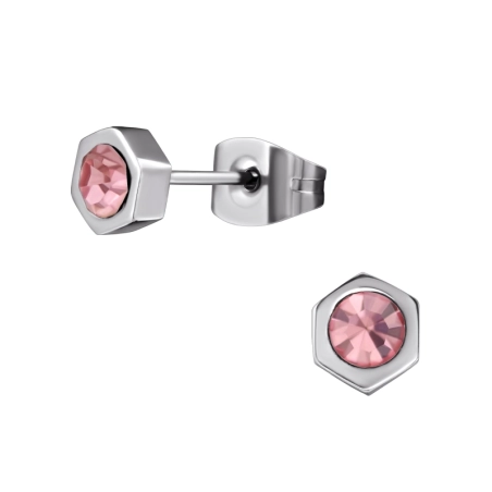 Sechseckig Stahl-Ohrstecker Schmuck | All4silver