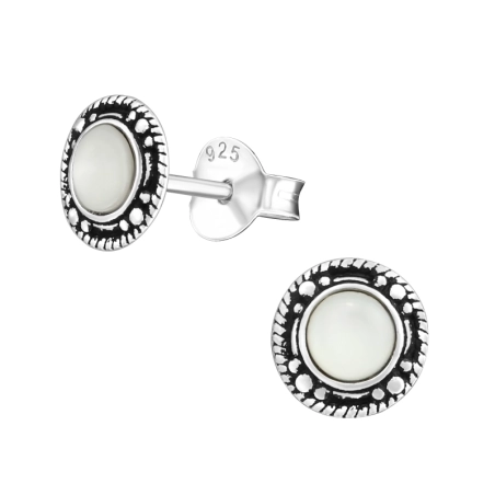 Runden Ohrstecker mit Halbedelsteinen Schmuck | All4silver