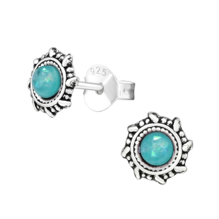 Oxidiert Ohrstecker mit Halbedelsteinen Schmuck | All4silver