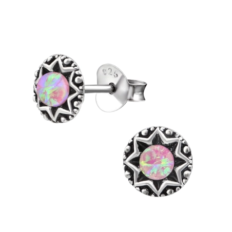 Oxidierter Stern Ohrstecker mit Halbedelsteinen Schmuck | All4silver