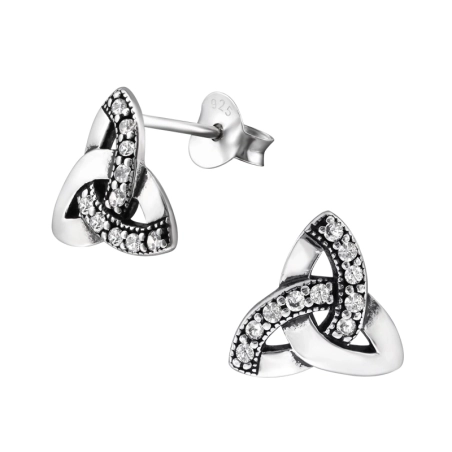 keltisch Ohrstecker mit Zirkonia Steinen Schmuck | All4silver