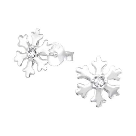 Schneeflocke Ohrstecker mit Kristall Schmuck | All4silver