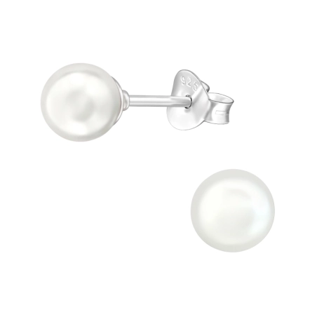 Silber Synthetik 6mm Ohrstecker mit Perlen Schmuck | All4silver
