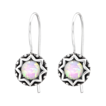 Runden Ohrringe mit Halbedelsteinen & Opal Schmuck | All4silver