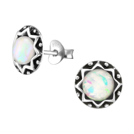Runden Ohrstecker mit Halbedelsteinen Schmuck | All4silver