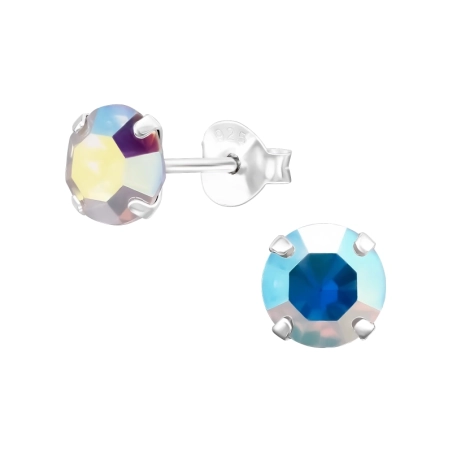Runden Ohrstecker mit Kristall Schmuck | All4silver