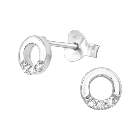 Runden Ohrstecker mit Zirkonia Steinen Schmuck | All4silver