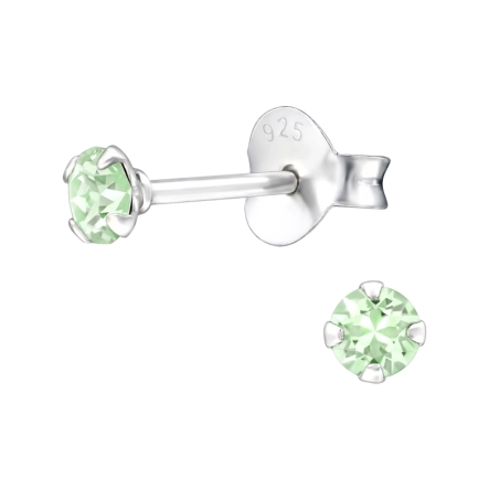 Silber rund 3 mm mit echten europäischen Kristallen - Ohrstecker aus 925er Sterlingsilber Lacrystale