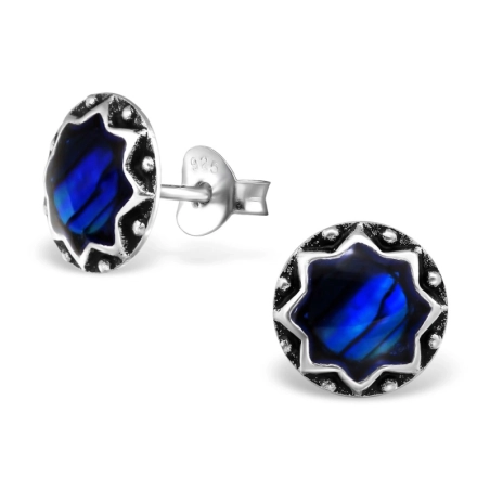 Runden Ohrstecker mit Halbedelsteinen Schmuck | All4silver