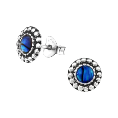 Runden Ohrstecker mit Halbedelsteinen Schmuck | All4silver
