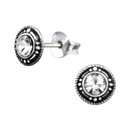 Runden Ohrstecker mit Kristall Schmuck | All4silver