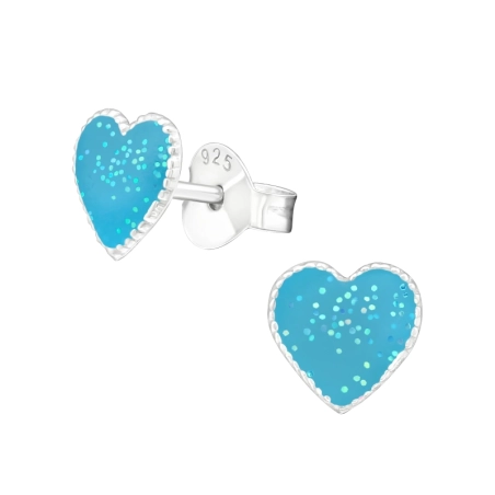 Silbernes Herz Ohrstecker mit Emaillefarben Schmuck | All4silver