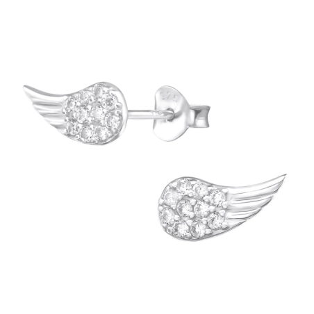 Flügel Ohrstecker mit Zirkonia Steinen Schmuck | All4silver