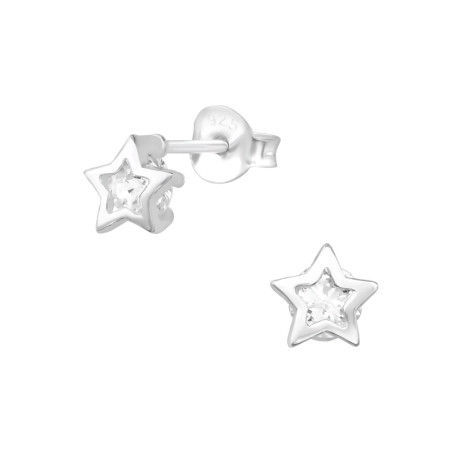 Ein Stern Ohrstecker mit Zirkonia Steinen Schmuck | All4silver