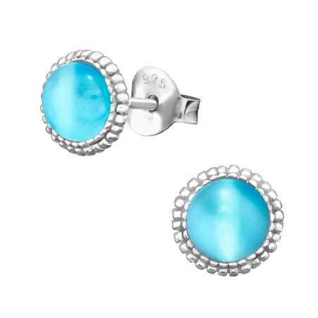 Runden Ohrstecker mit Halbedelsteinen Schmuck | All4silver