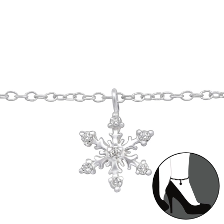 Schneeflocke - Schmuck Silber 925 Fußkettchen
