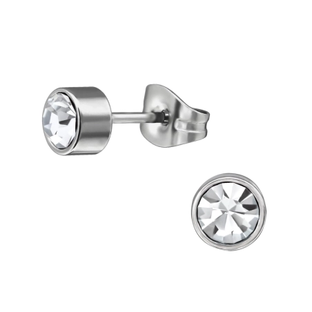Runden Stahl-Ohrstecker Schmuck | All4silver