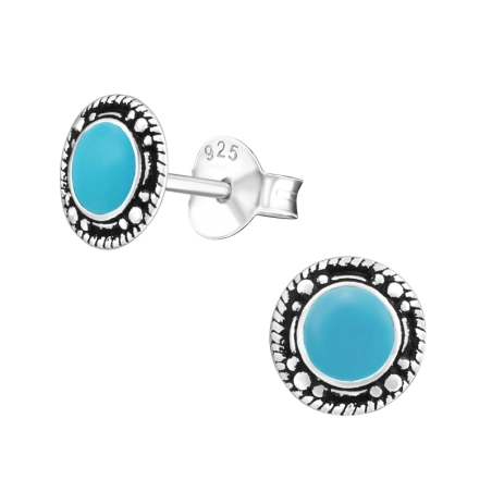 Silbernes Rad Ohrstecker mit Halbedelsteinen Schmuck | All4silver