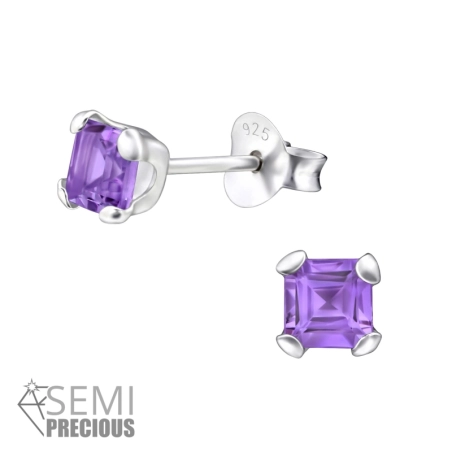 Silbernes Quadrat Basic Ohrstecker Schmuck | All4silver