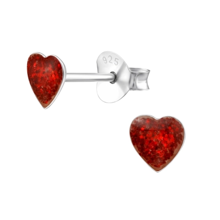 Silbernes Herz Ohrstecker mit Emaillefarben Schmuck | All4silver