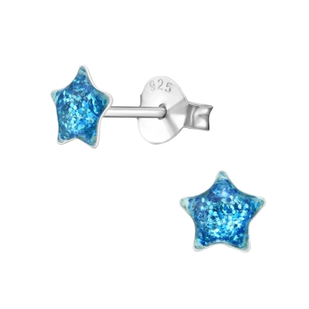 Silberner Stern Ohrstecker mit Emaillefarben Schmuck | All4silver