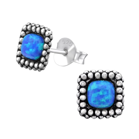 Silbernes Quadrat Ohrstecker mit Halbedelsteinen Schmuck | All4silver