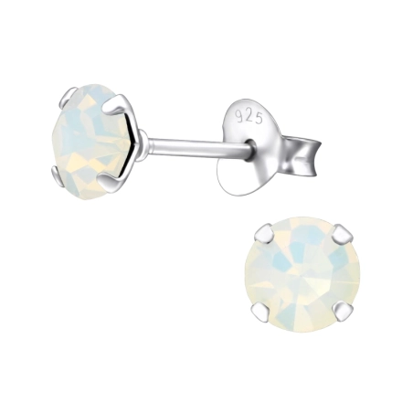 Rund mit echten europäischen Kristallen - 925 Sterling Silber Lacrystale Silber Ohrstecker