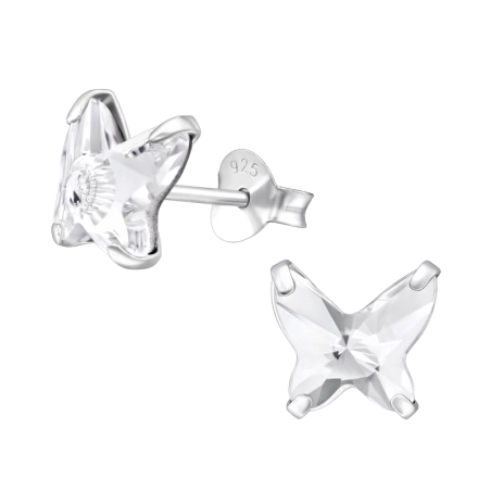 Schmetterling mit echten europäischen Kristallen – Lacrystal-Ohrstecker aus 925er-Sterlingsilber