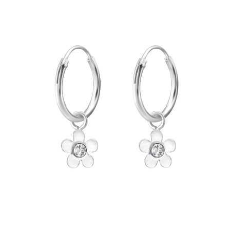 Silberne Blume Creolen für Kinder Schmuck | All4silver