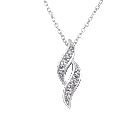 Rhodinierte Spirale mit Zirkonen – Halsketten aus 925er Sterlingsilber mit Steinen