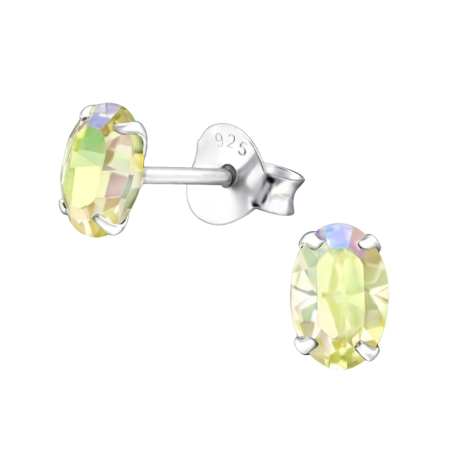 Silbernes Oval mit echten europäischen Kristallen – Lacrystal-Ohrstecker aus 925er-Sterlingsilber