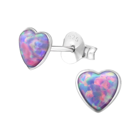 Silbernes Herz Ohrstecker mit Halbedelsteinen Schmuck | All4silver