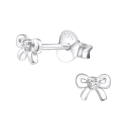 Schleife – Schmuck-Ohrstecker aus 925er Silber mit Zirkon