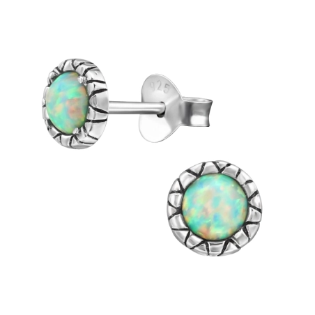 Runden Ohrstecker mit Halbedelsteinen Schmuck | All4silver