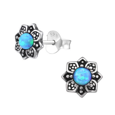 Eine Blume Ohrstecker mit Halbedelsteinen Schmuck | All4silver