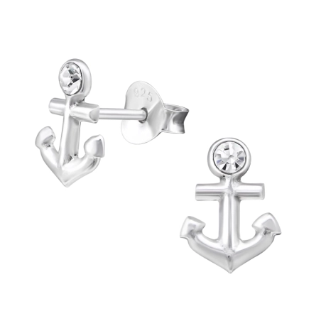 Anker Ohrstecker mit Kristall Schmuck | All4silver